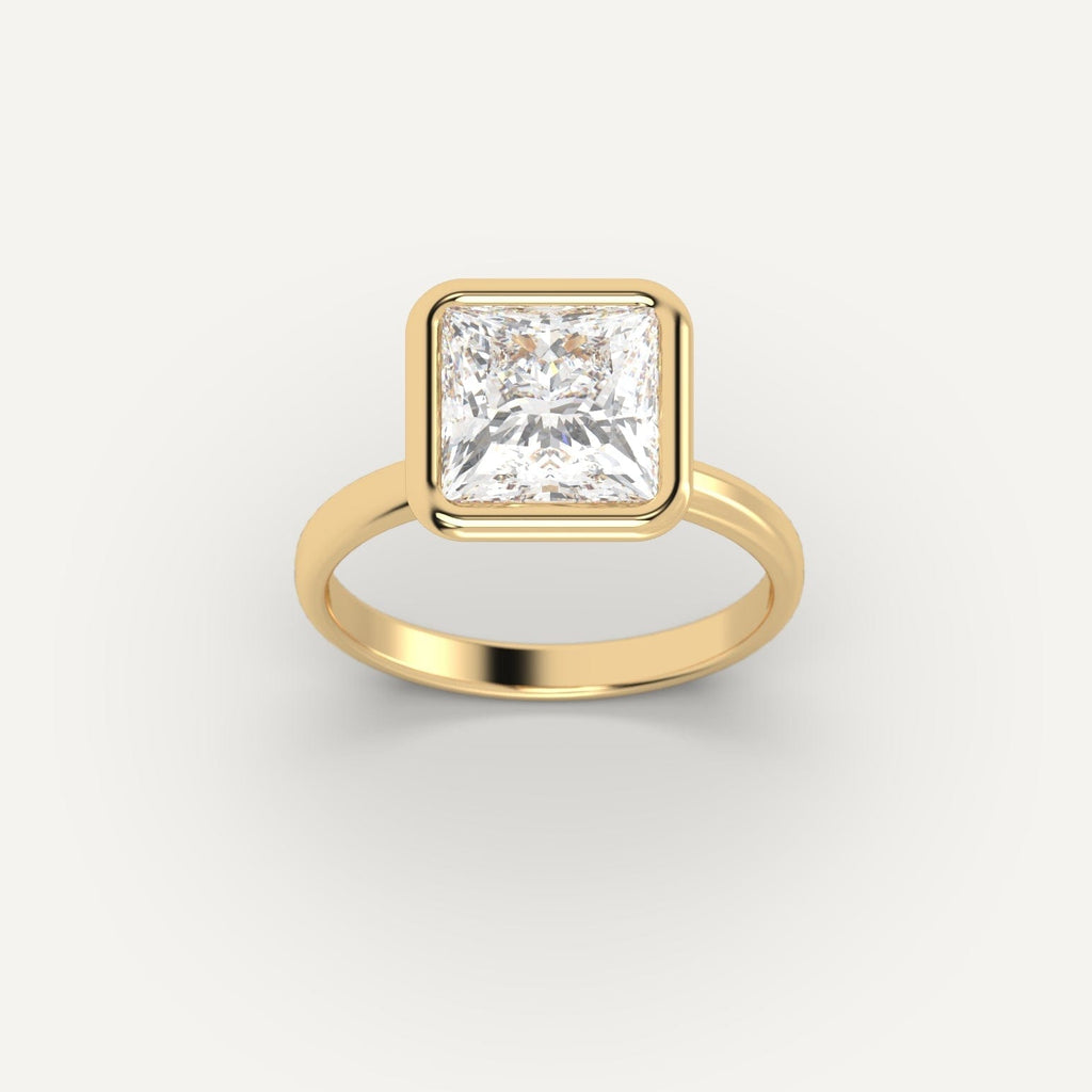 Yellow Gold 3 Carat Engagement Ring On Woman's Hand