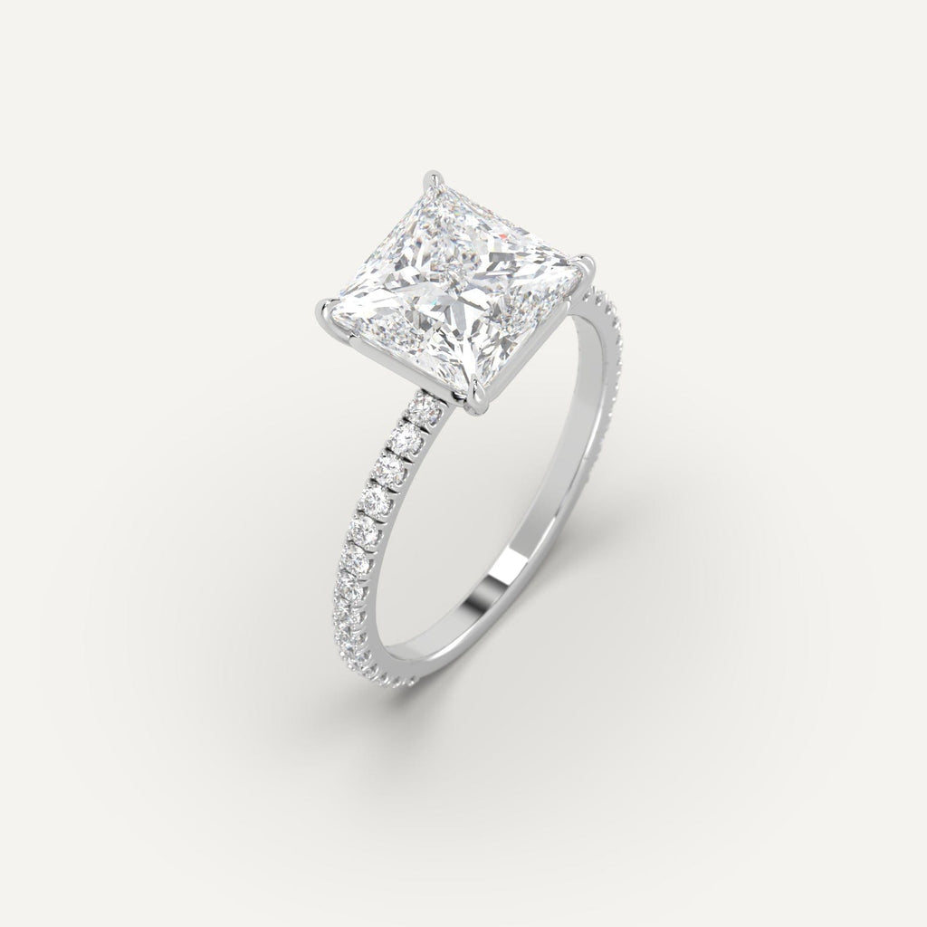 3 Carat Engagement Ring Princess Cut Diamond In Platinum