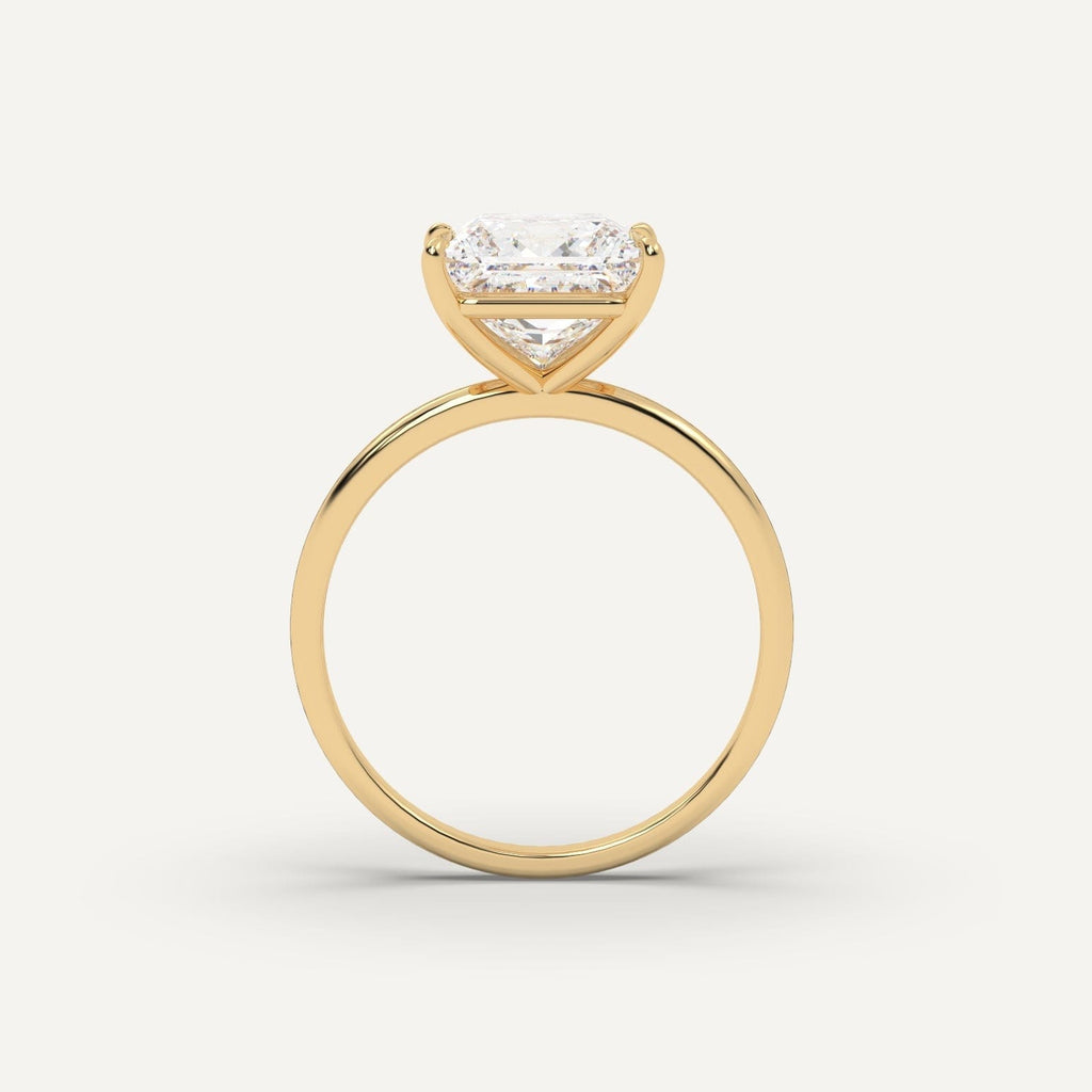 3 Carat Princess Cut Engagement Ring In 14K Yellow Gold