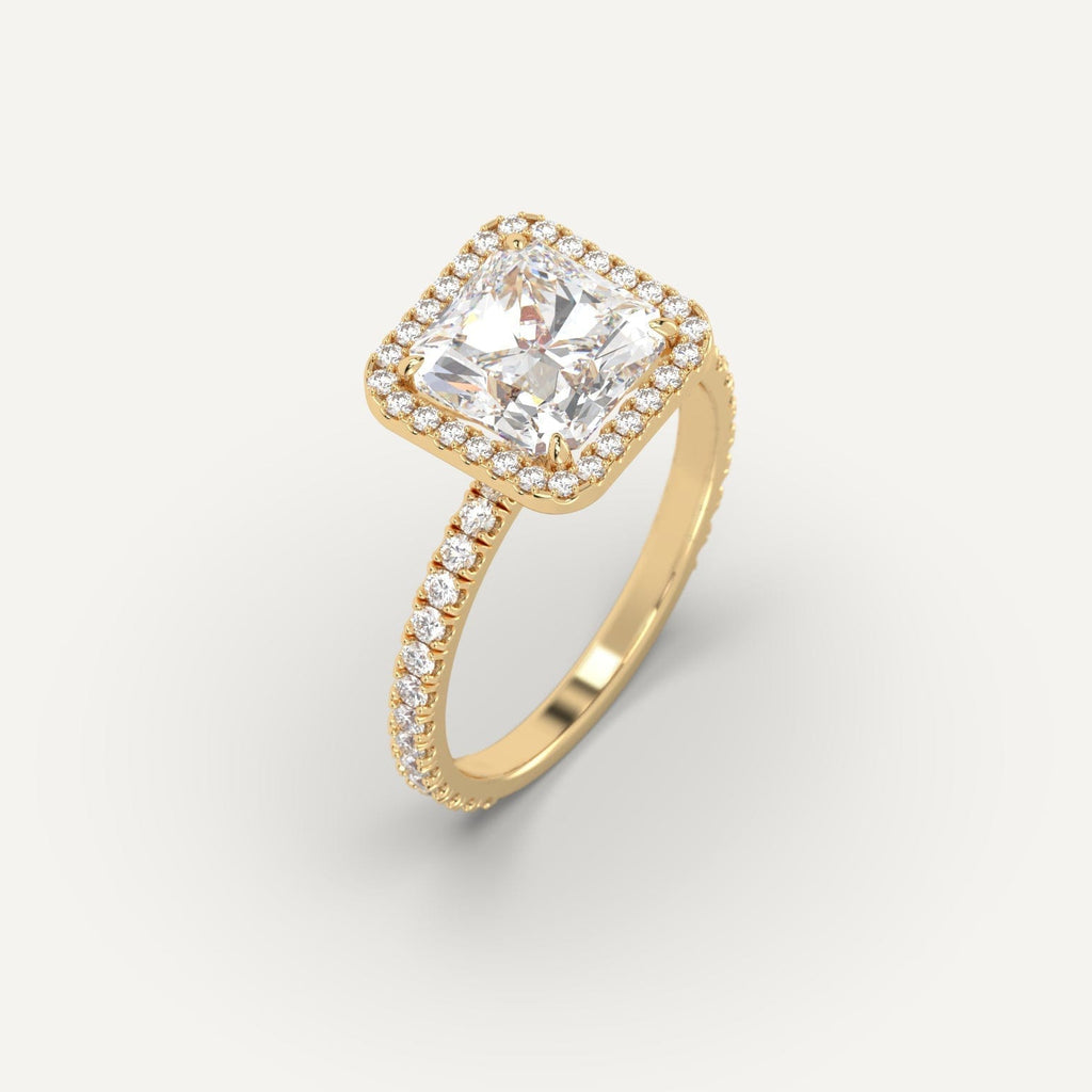 3 Carat Engagement Ring Radiant Cut Diamond In 14K Yellow Gold