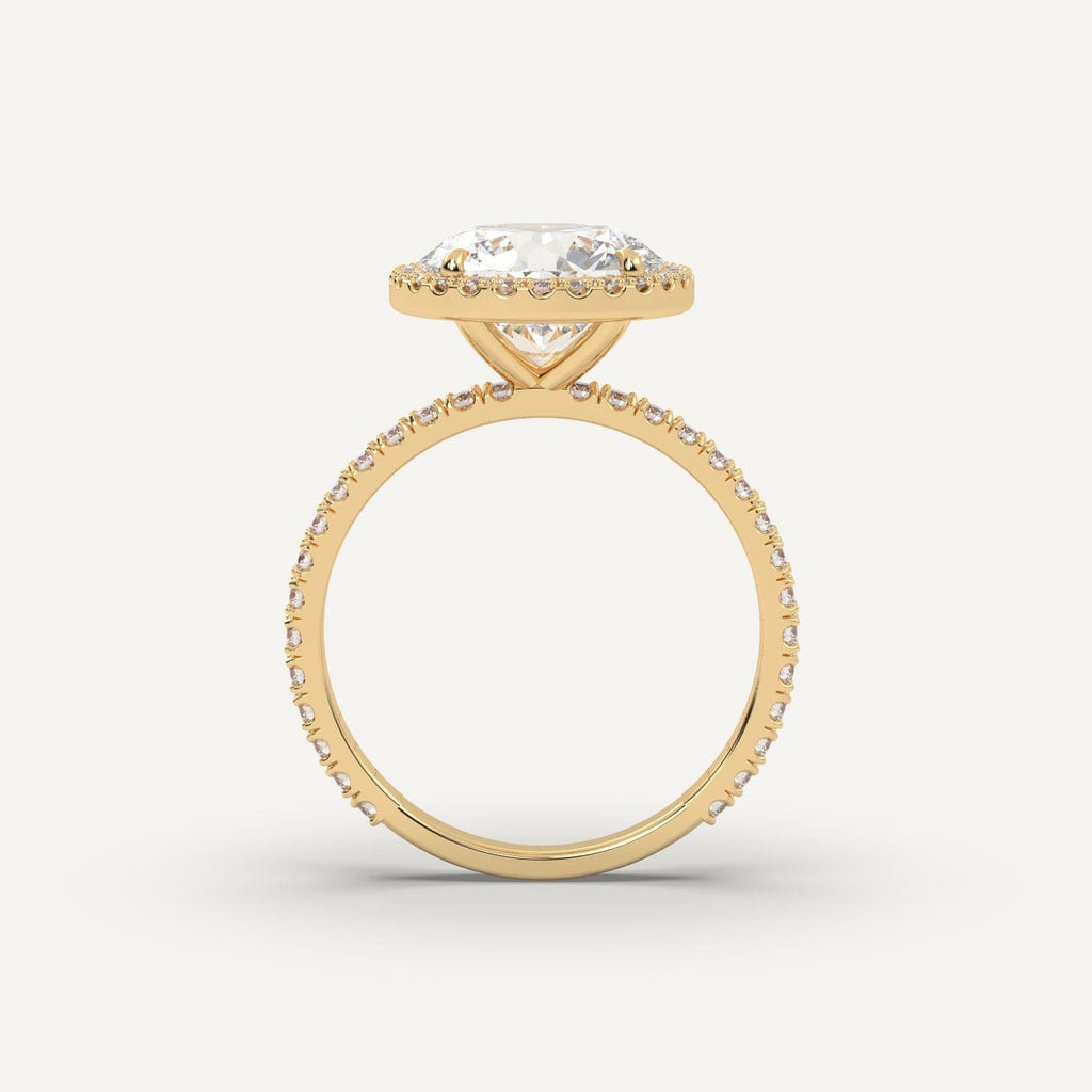 3 Carat Round Cut Engagement Ring In 14K Yellow Gold