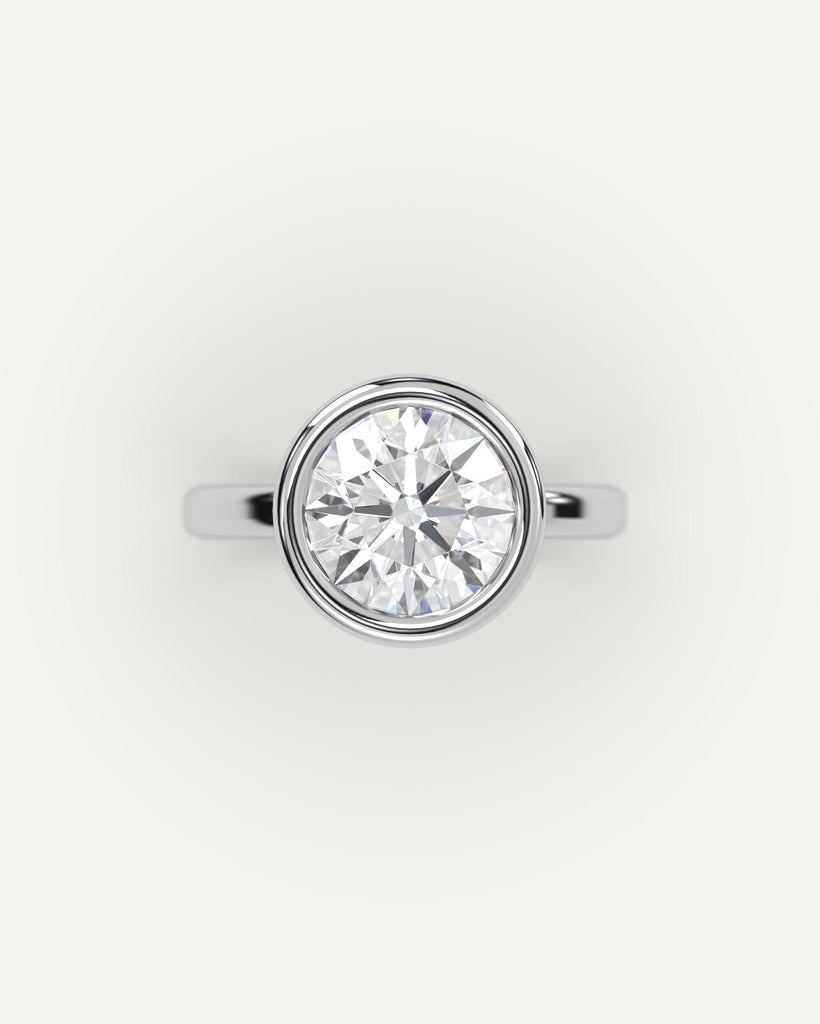 Bezel Round Cut Engagement Ring 3 Carat Diamond