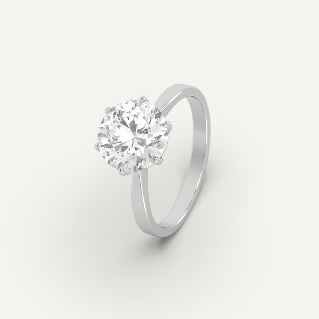 White Gold 3 Carat Engagement Ring Round Cut Diamond