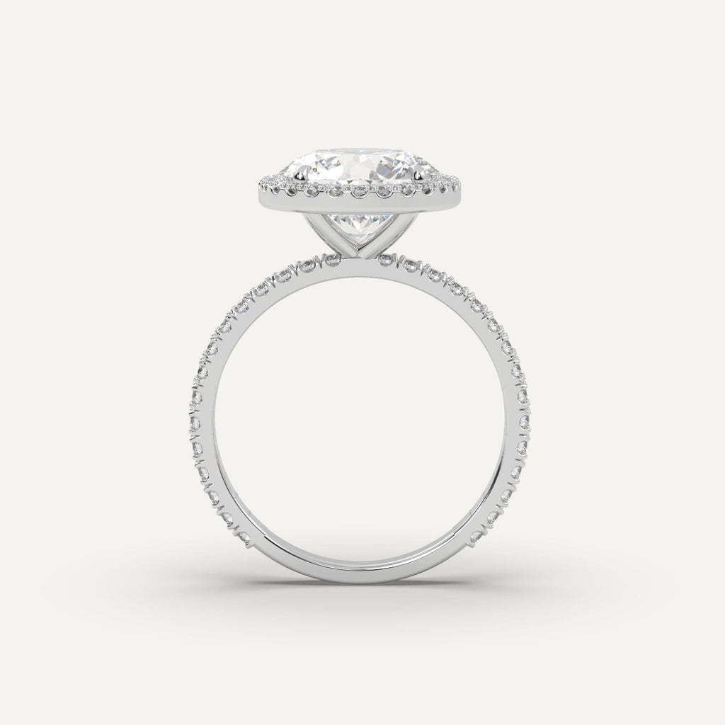 3 Carat Round Cut Engagement Ring In 14K White Gold