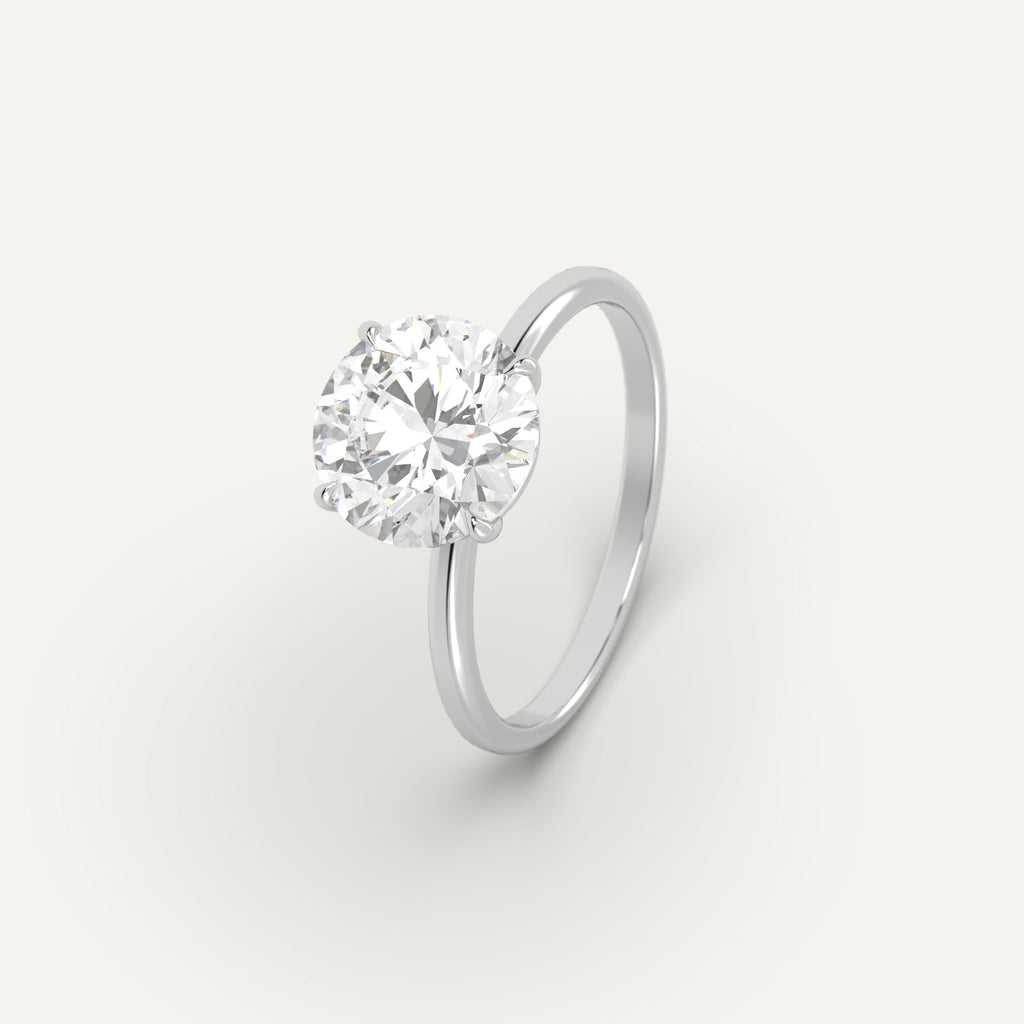 Platinum 3 Carat Engagement Ring Round Cut Diamond