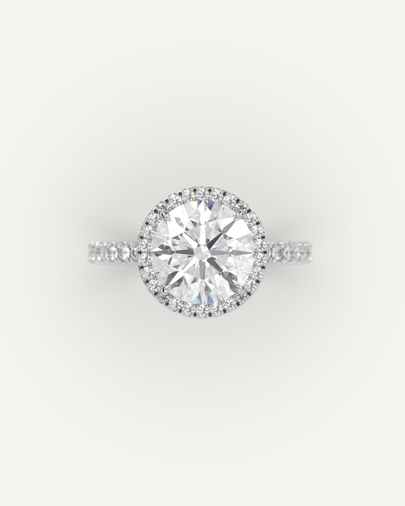 Halo Round Cut Engagement Ring 3 Carat Diamond