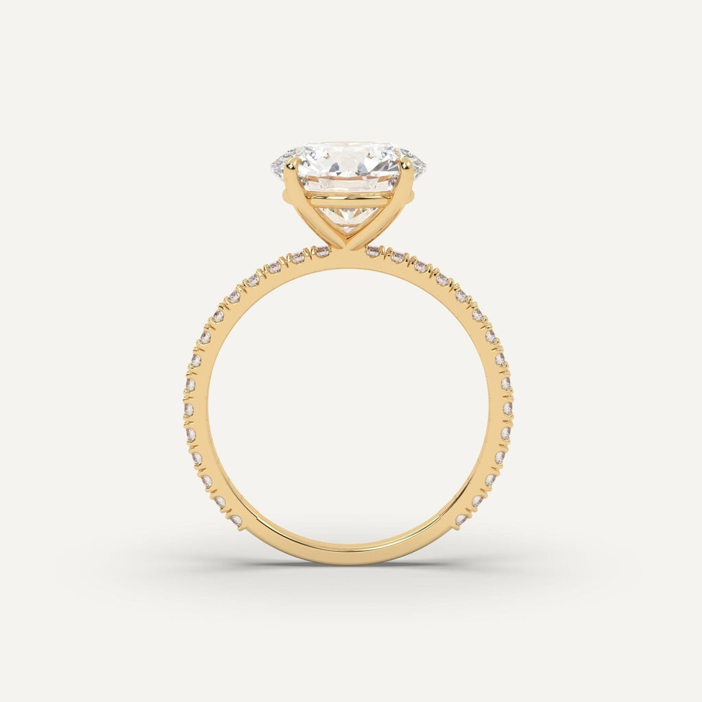 3 Carat Round Cut Engagement Ring In 14K Yellow Gold