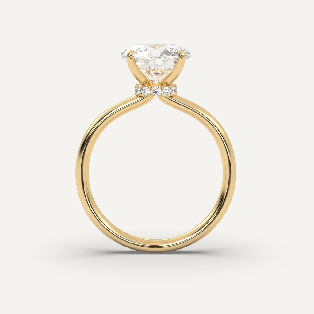 3 Carat Round Cut Engagement Ring In 14K Yellow Gold