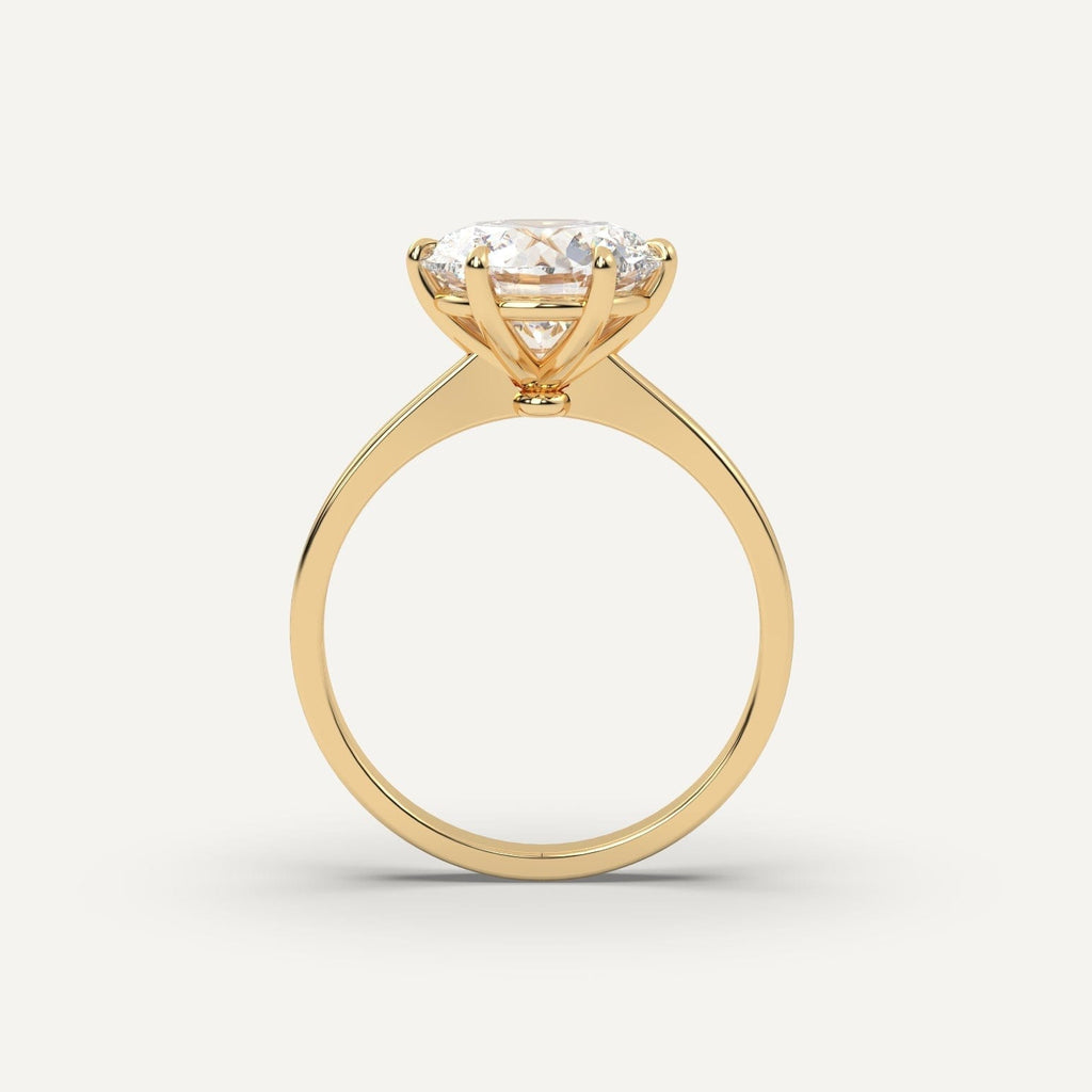 3 Carat Round Cut Engagement Ring In 14K Yellow Gold