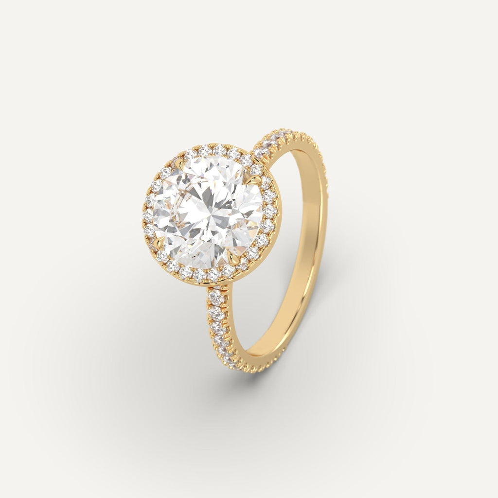 Yellow Gold 3 Carat Engagement Ring Round Cut Diamond