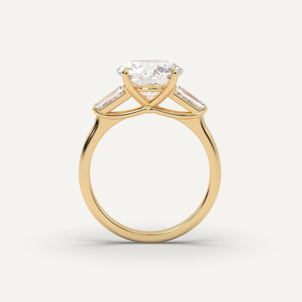 3 Carat Round Cut Engagement Ring In 14K Yellow Gold