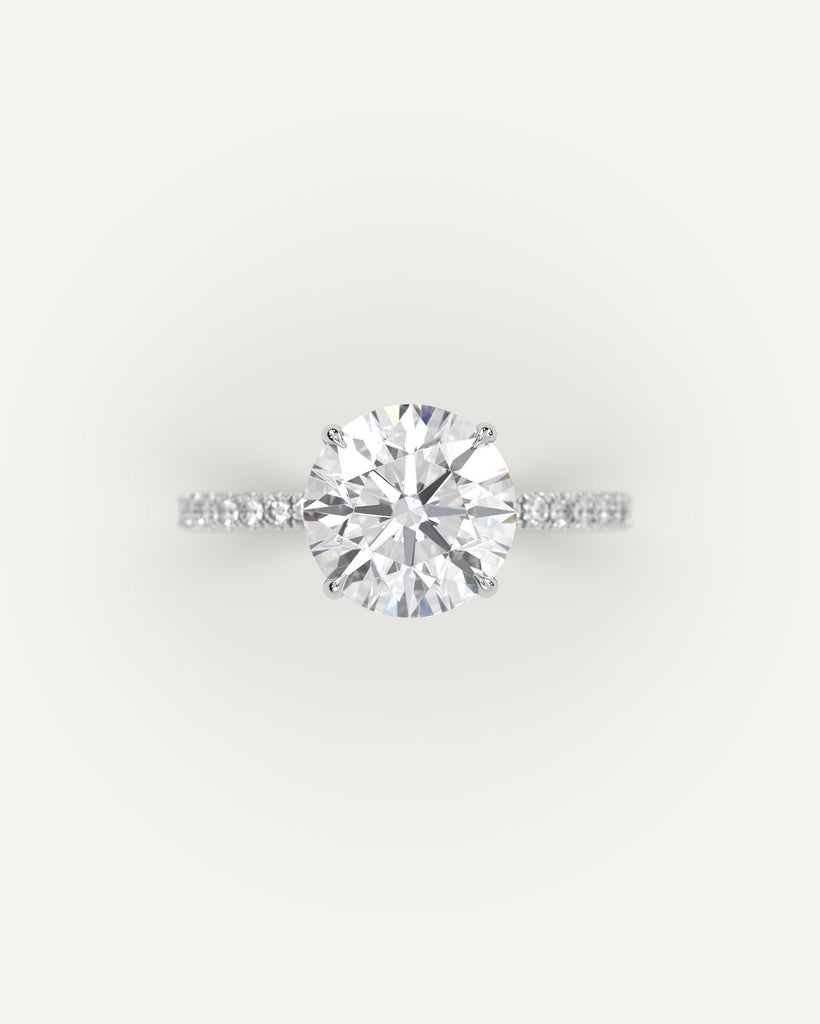 Pave Round Cut Engagement Ring 3 Carat Diamond