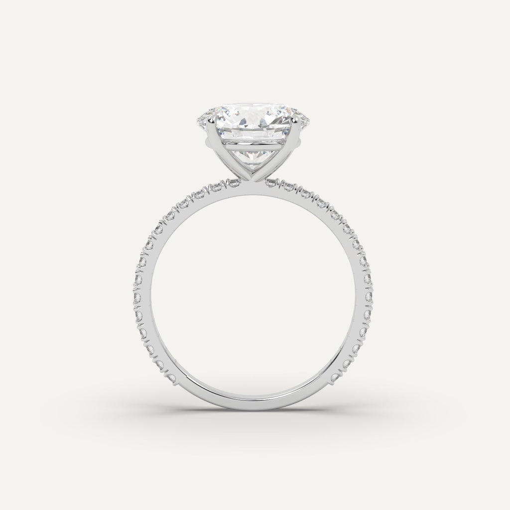 3 Carat Round Cut Engagement Ring In 14K White Gold