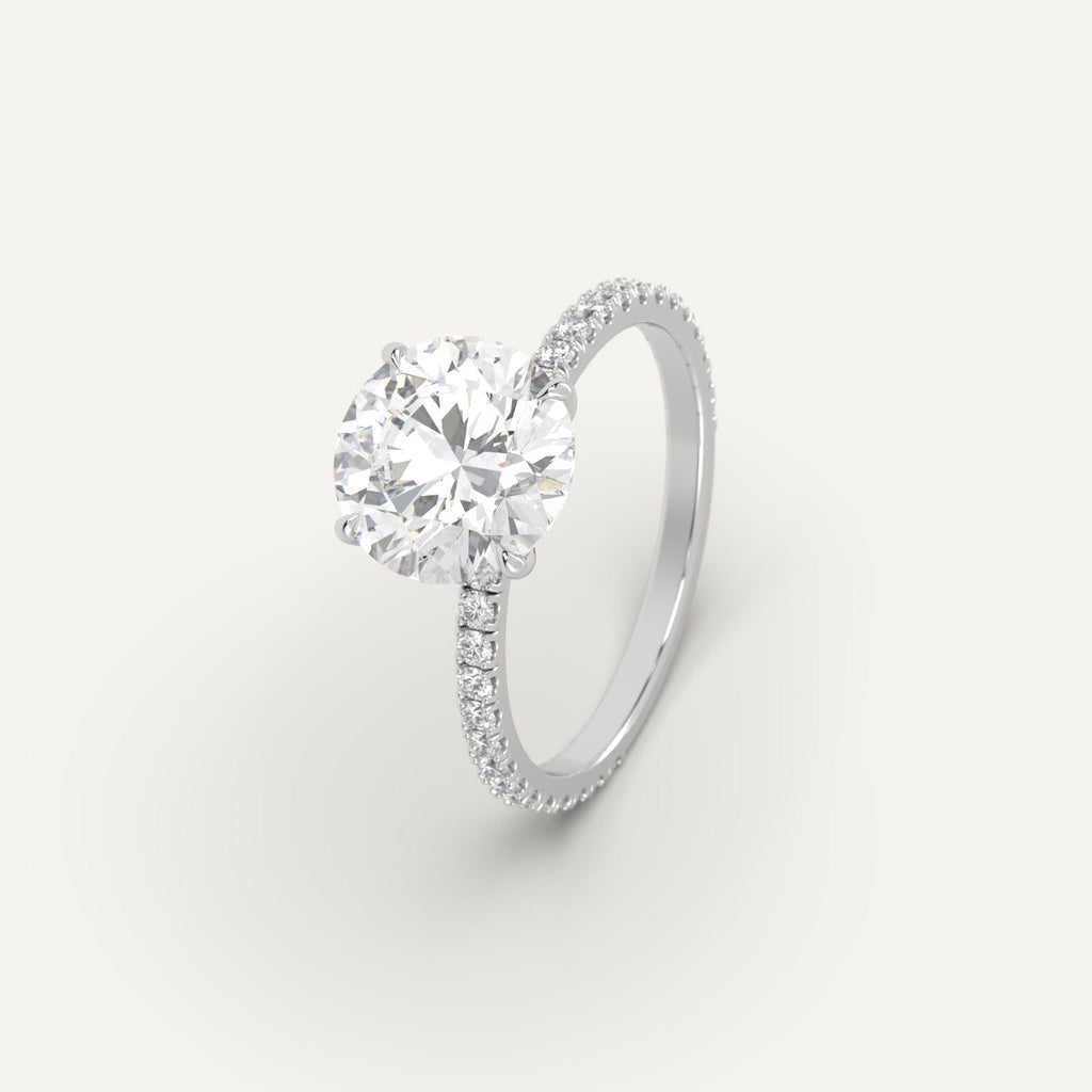 White Gold 3 Carat Engagement Ring Round Cut Diamond