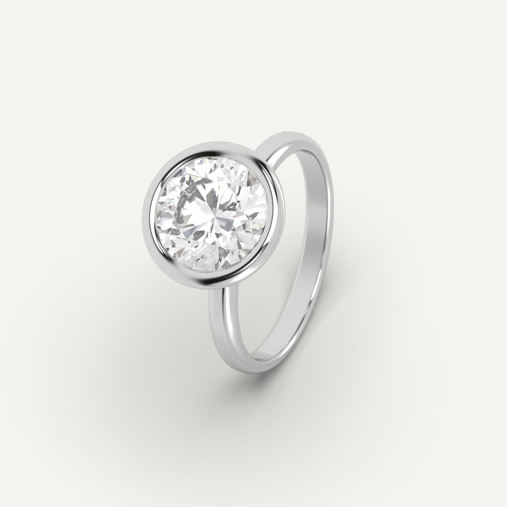 White Gold 3 Carat Engagement Ring Round Cut Diamond