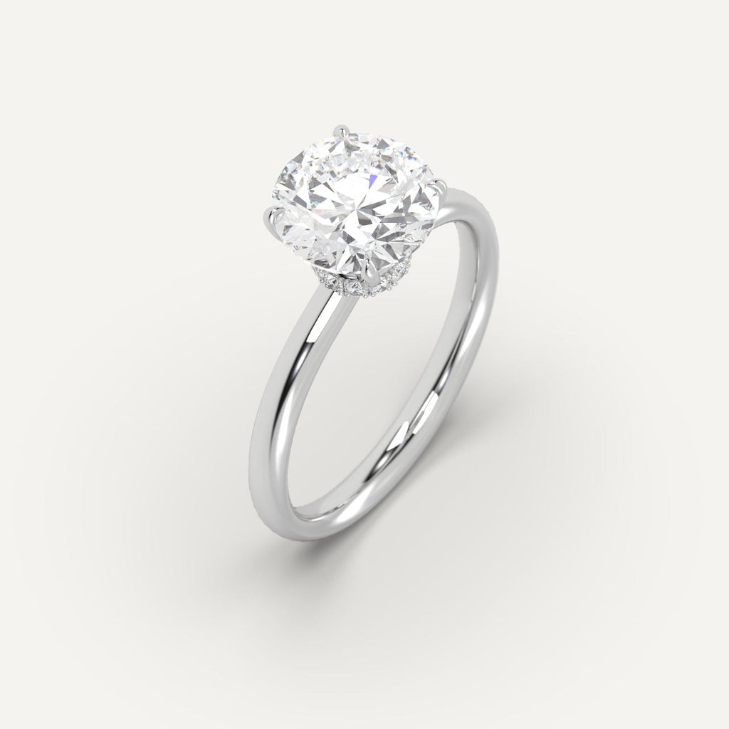 3 Carat Engagement Ring Round Cut Diamond In 14K White Gold