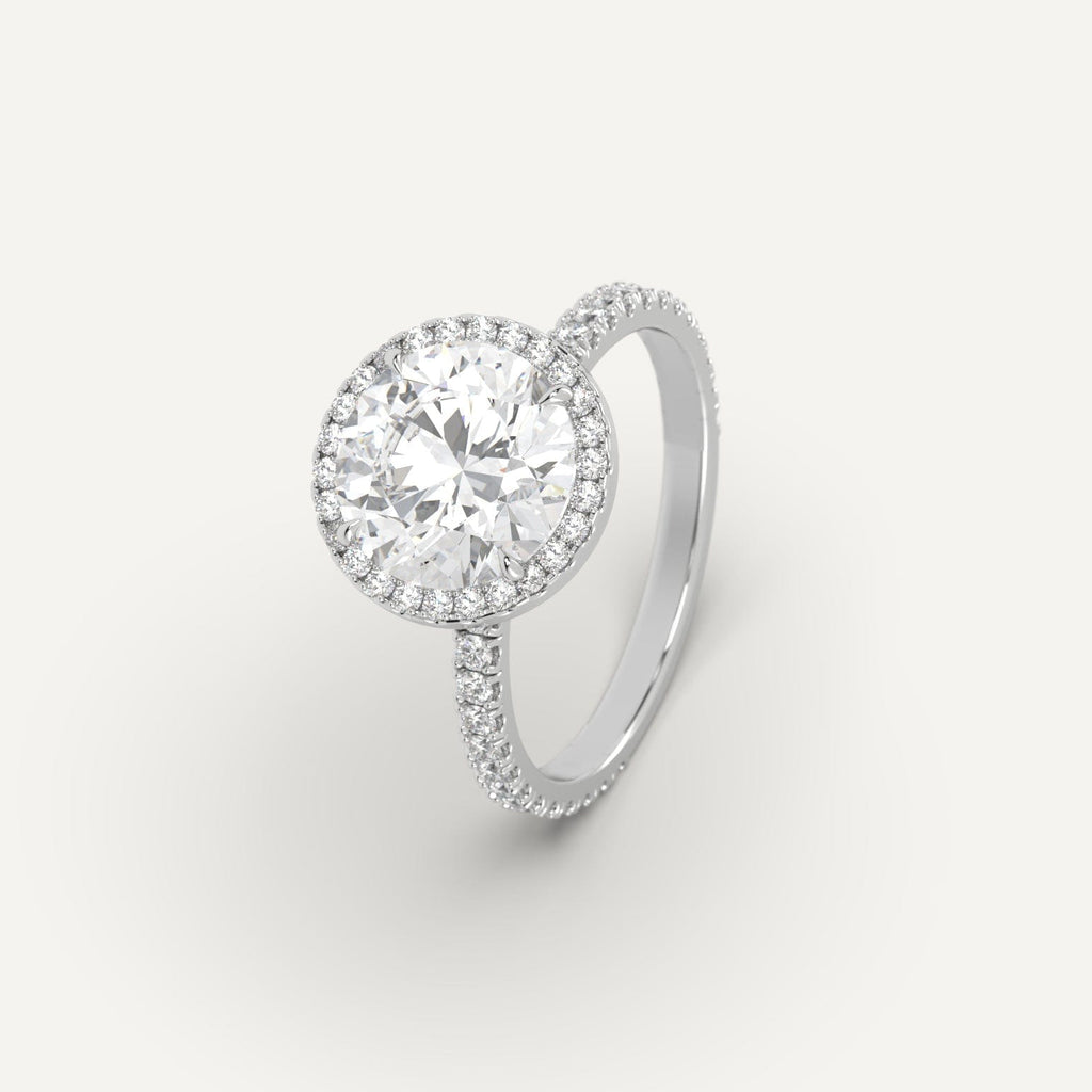 White Gold 3 Carat Engagement Ring Round Cut Diamond