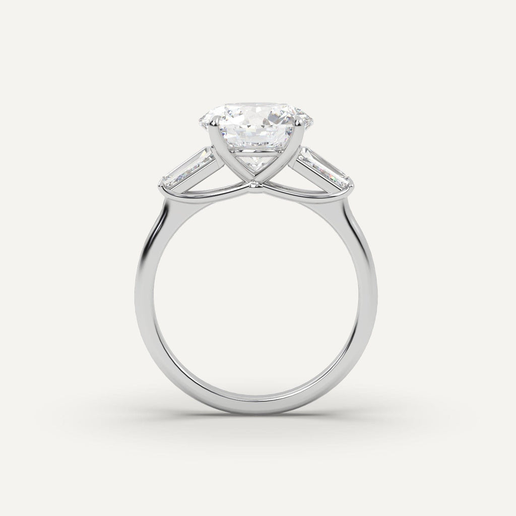 3 Carat Round Cut Engagement Ring In 14K White Gold