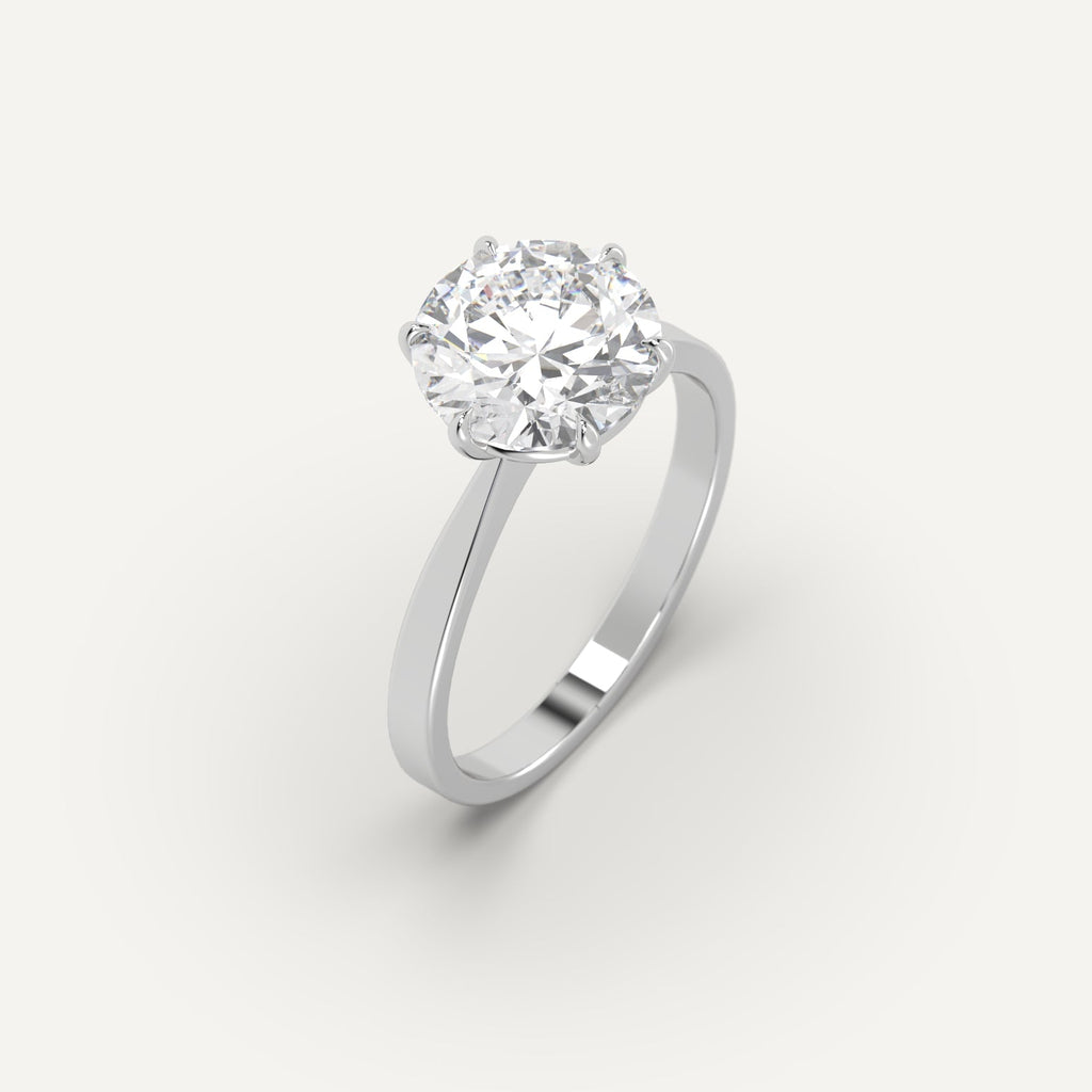 3 Carat Engagement Ring Round Cut Diamond In Platinum