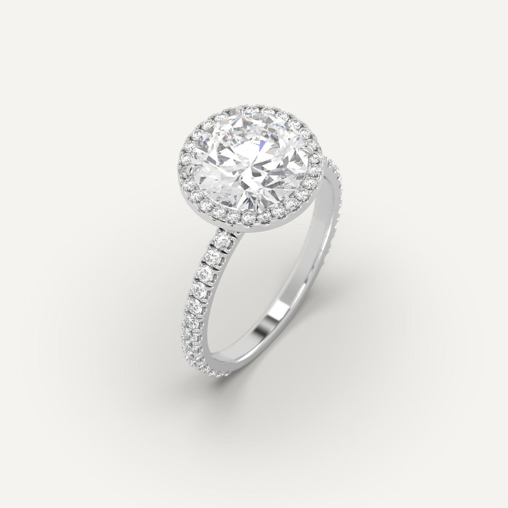 3 Carat Engagement Ring Round Cut Diamond In Platinum
