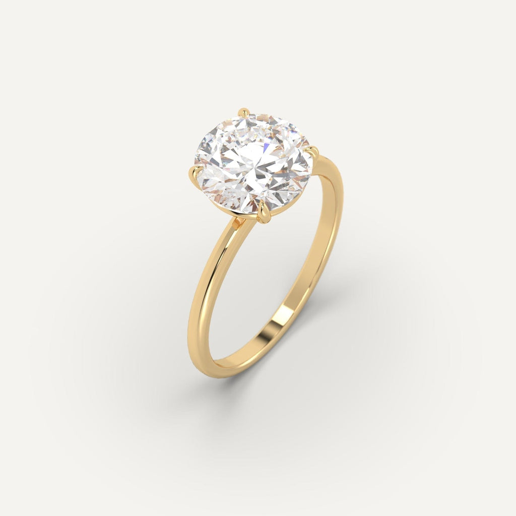 3 Carat Engagement Ring Round Cut Diamond In 14K Yellow Gold