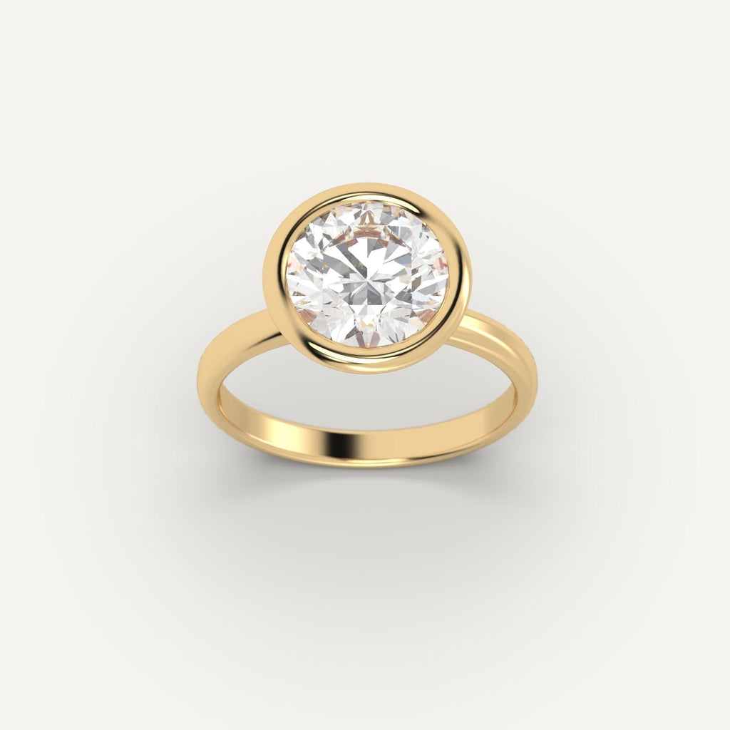 Yellow Gold 3 Carat Engagement Ring On Woman's Hand