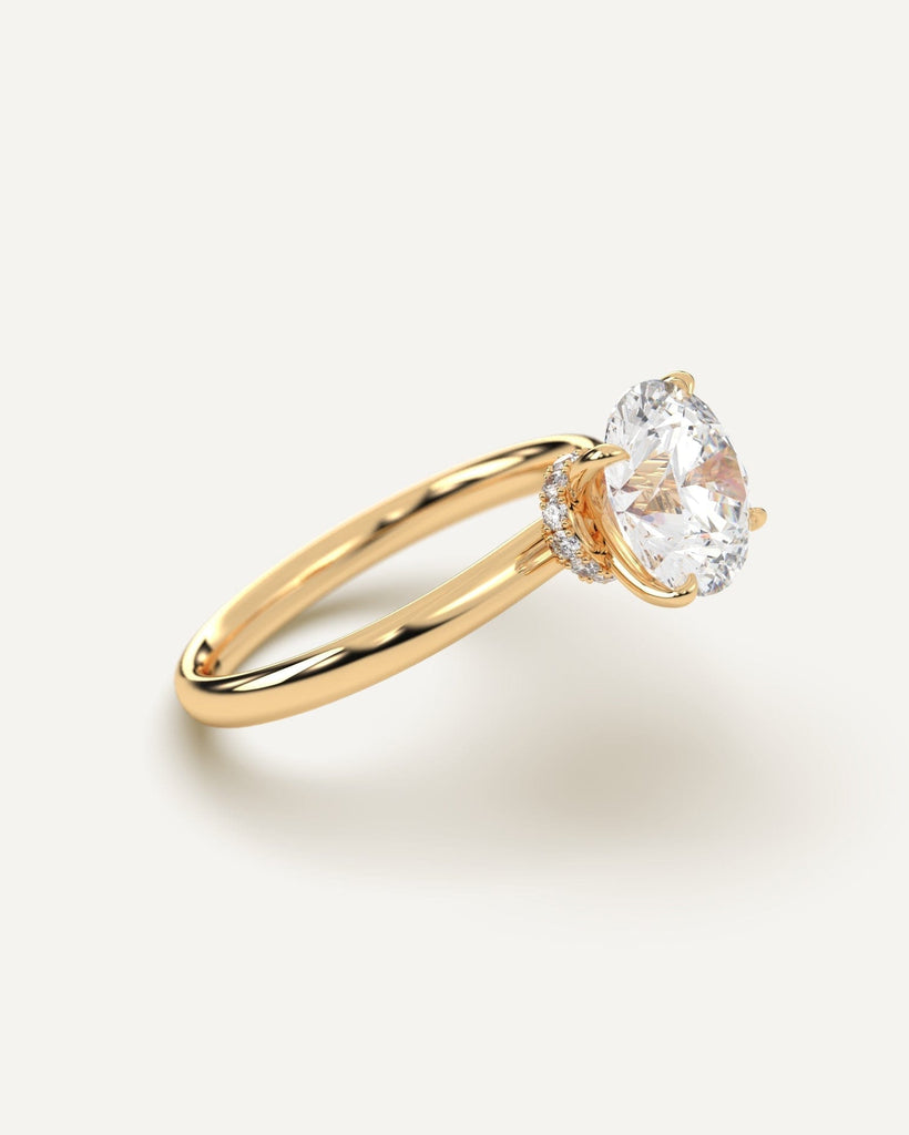 Hidden Halo Round Cut Engagement Ring 3 Carat Diamond