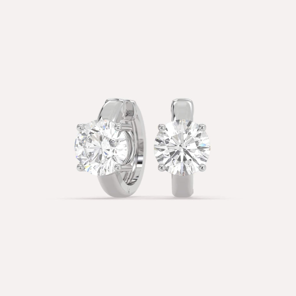 3 carat Round Lab Diamond Hoop Earrings in White Gold