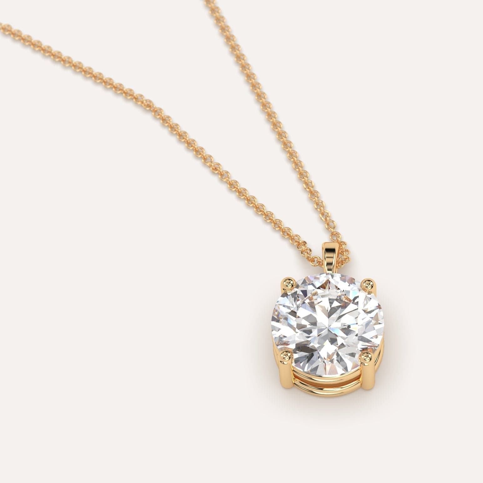3 carat Round Diamond Pendant Necklace Natural Yellow Gold Shiree Odiz