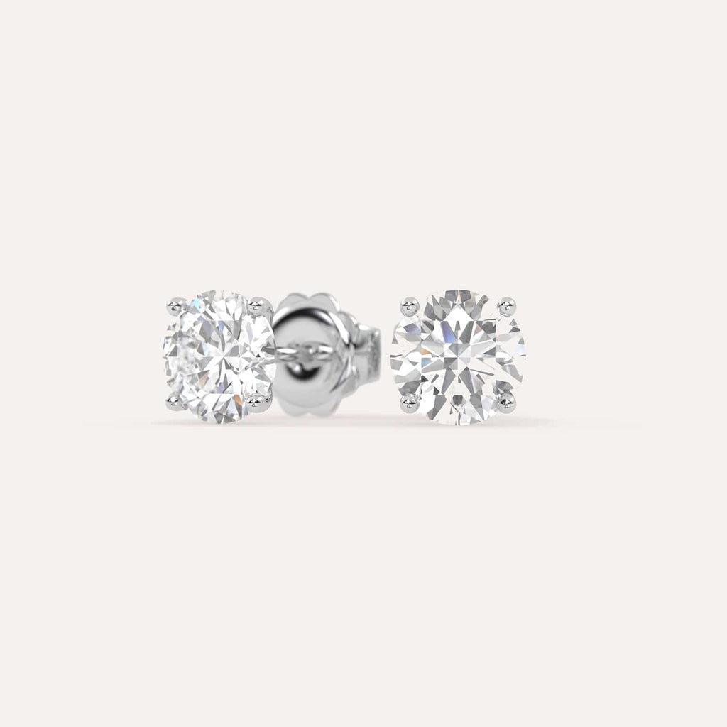 3 carat Round Diamond Stud Earrings, Natural Diamonds White Gold