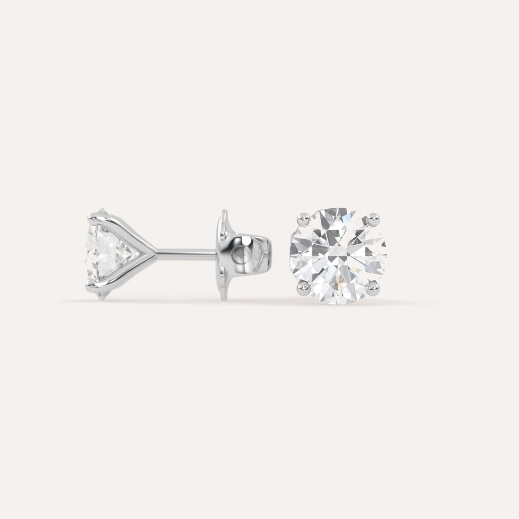 3 carat Butterfly Push Back Diamond Studs in white Gold