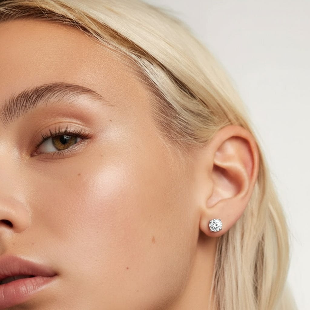 3 carat total diamond stud earrings