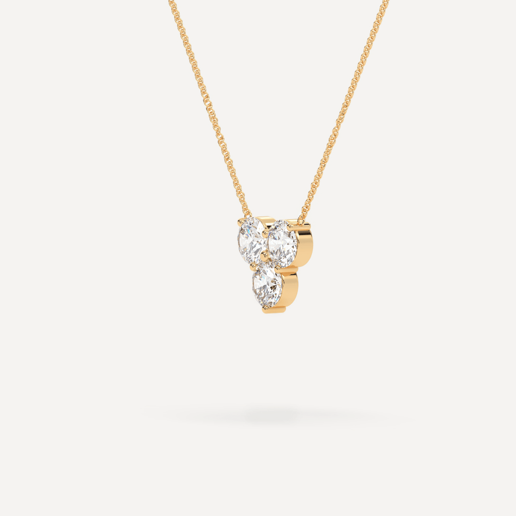 Necklace 3-Stone Cluster Diamond Necklace