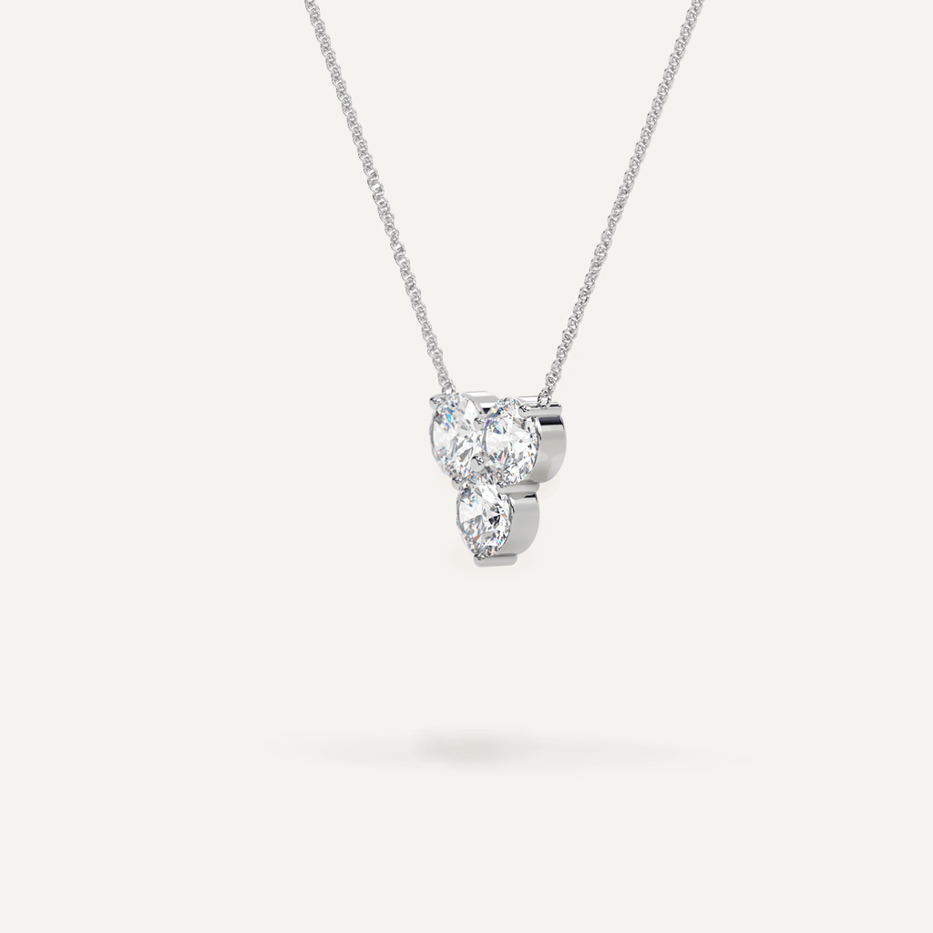 Round Cut 3-Stone Floating Lab Grown Diamond Necklace