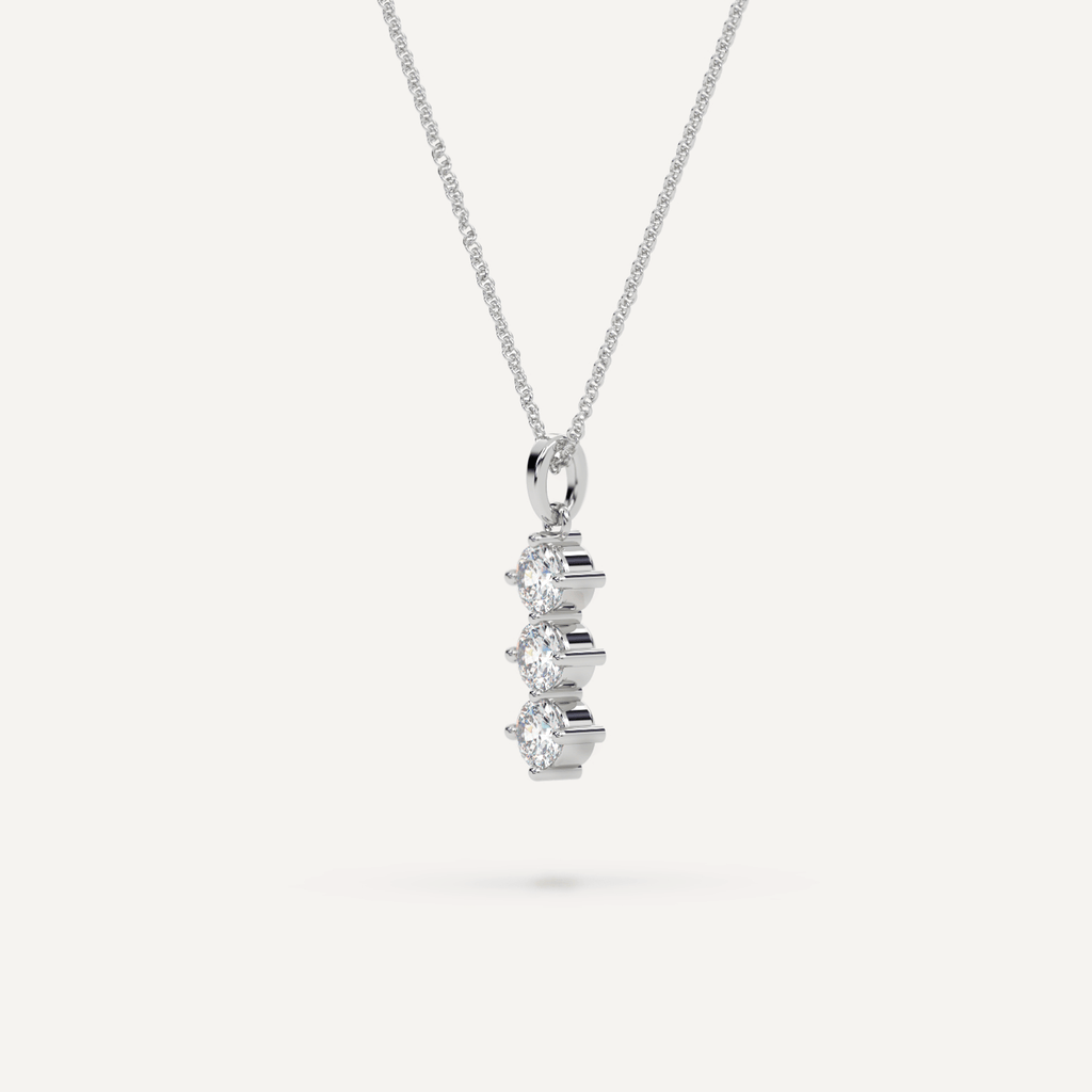 Real Diamond 3-Stone Pendant Necklace