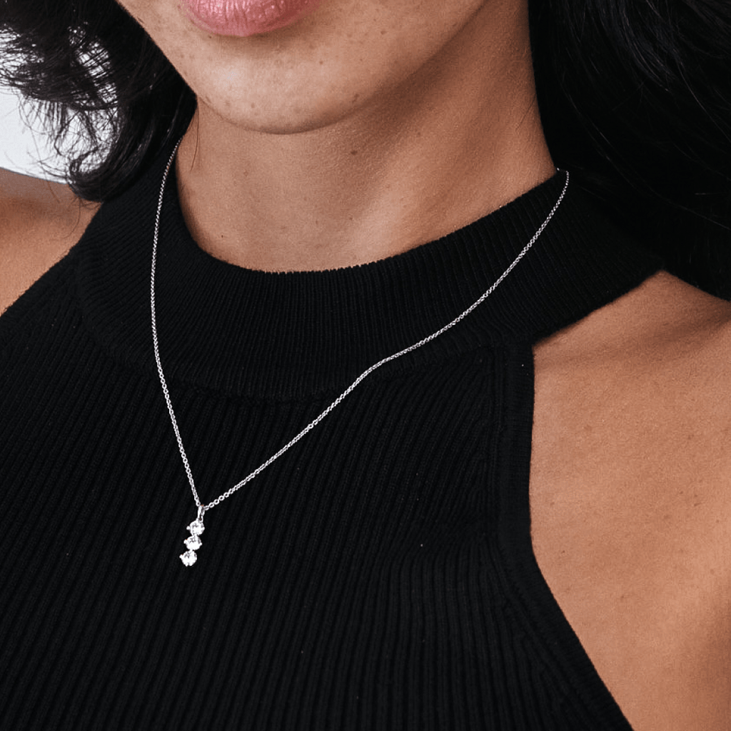 Necklace 3-Stone Diamond Pendant Necklace