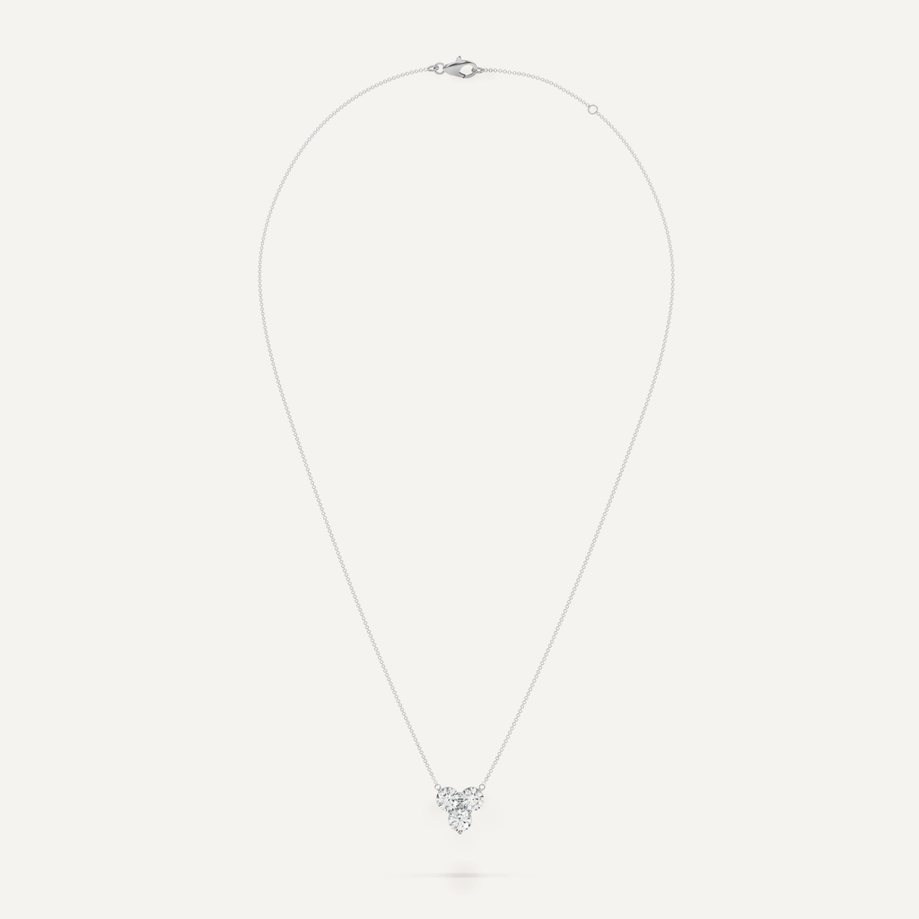 Necklace With 3 Round Diamonds White Gold