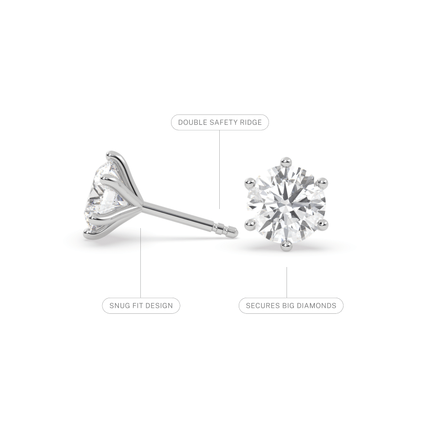 4.00 carat 6-Prong Lab Diamond Stud Earrings