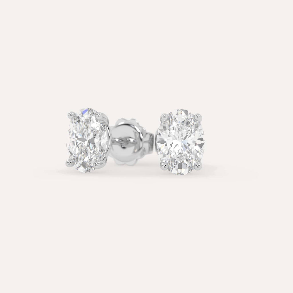 4 carat Oval Diamond Stud Earrings, Natural Diamonds White Gold