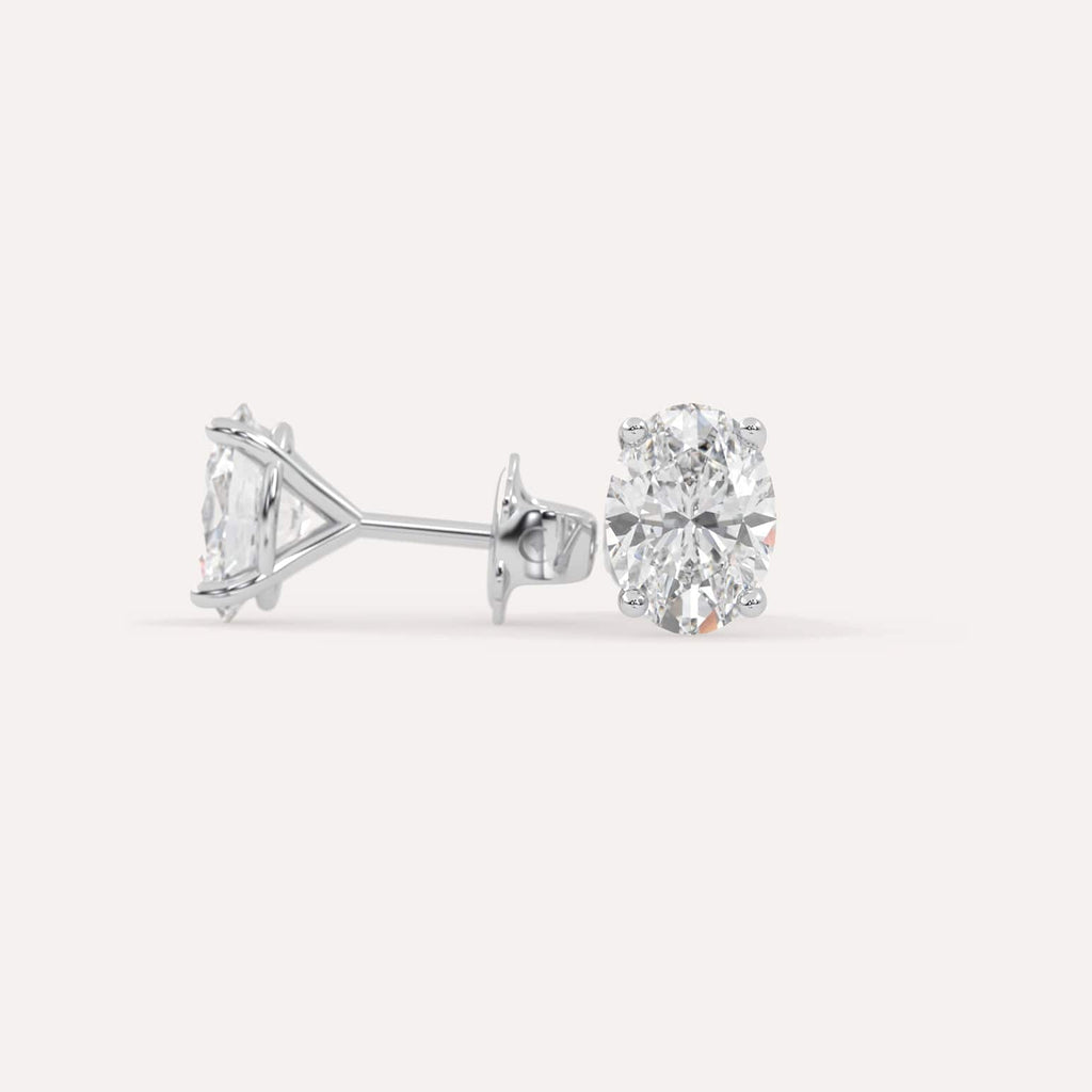 4 carat Butterfly Push Back Diamond Studs in white Gold