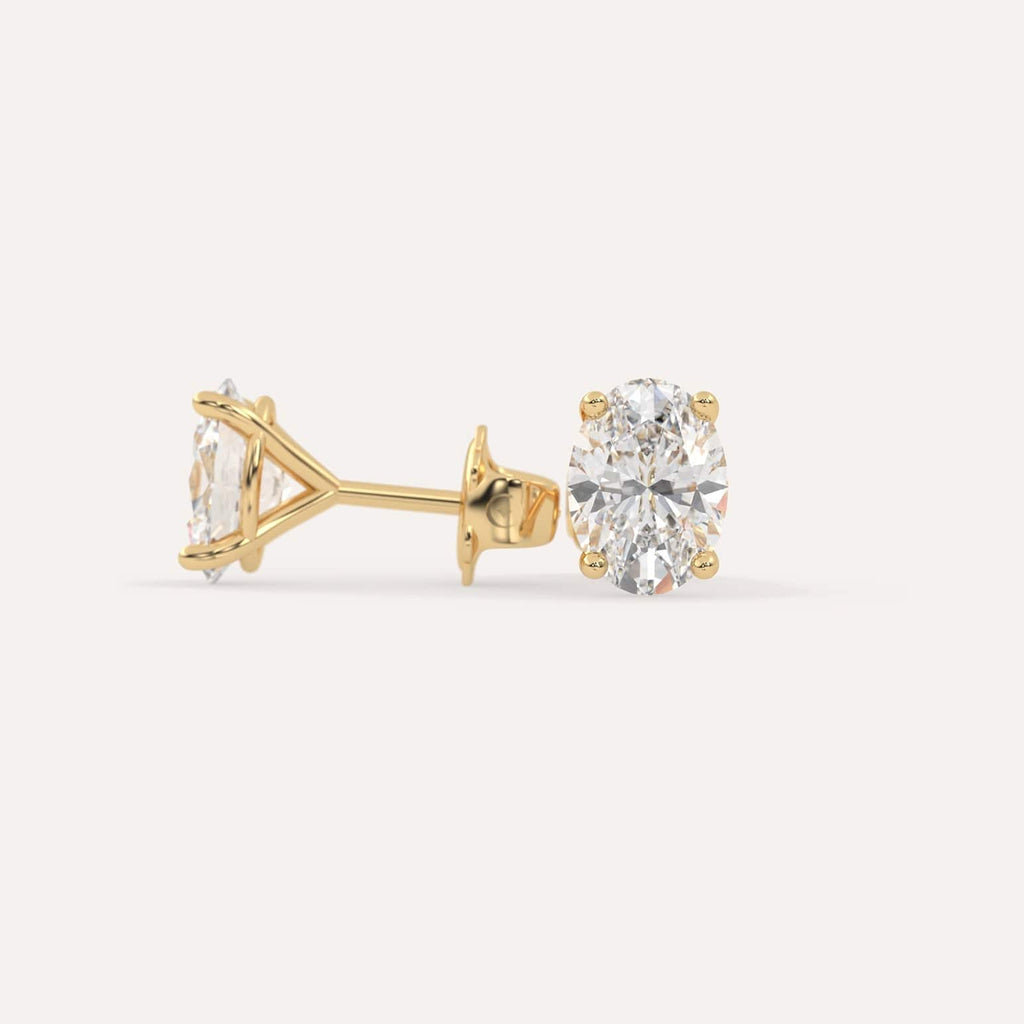 4 carat Butterfly Push Back Diamond Studs in yellow Gold