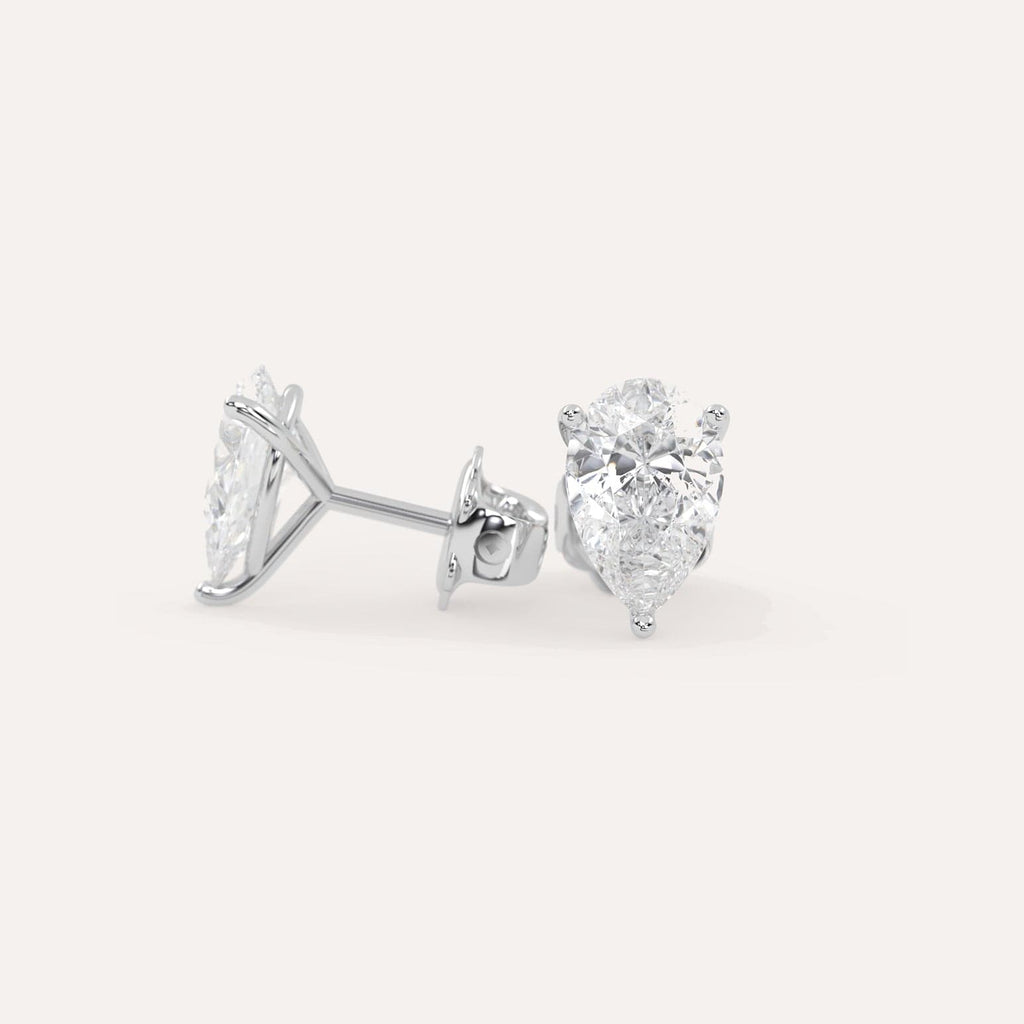 4 carat Butterfly Push Back Diamond Studs in white Gold