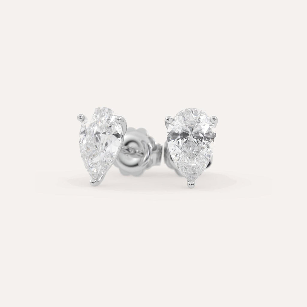 4 carat Pear Diamond Stud Earrings, Lab Diamonds White Gold