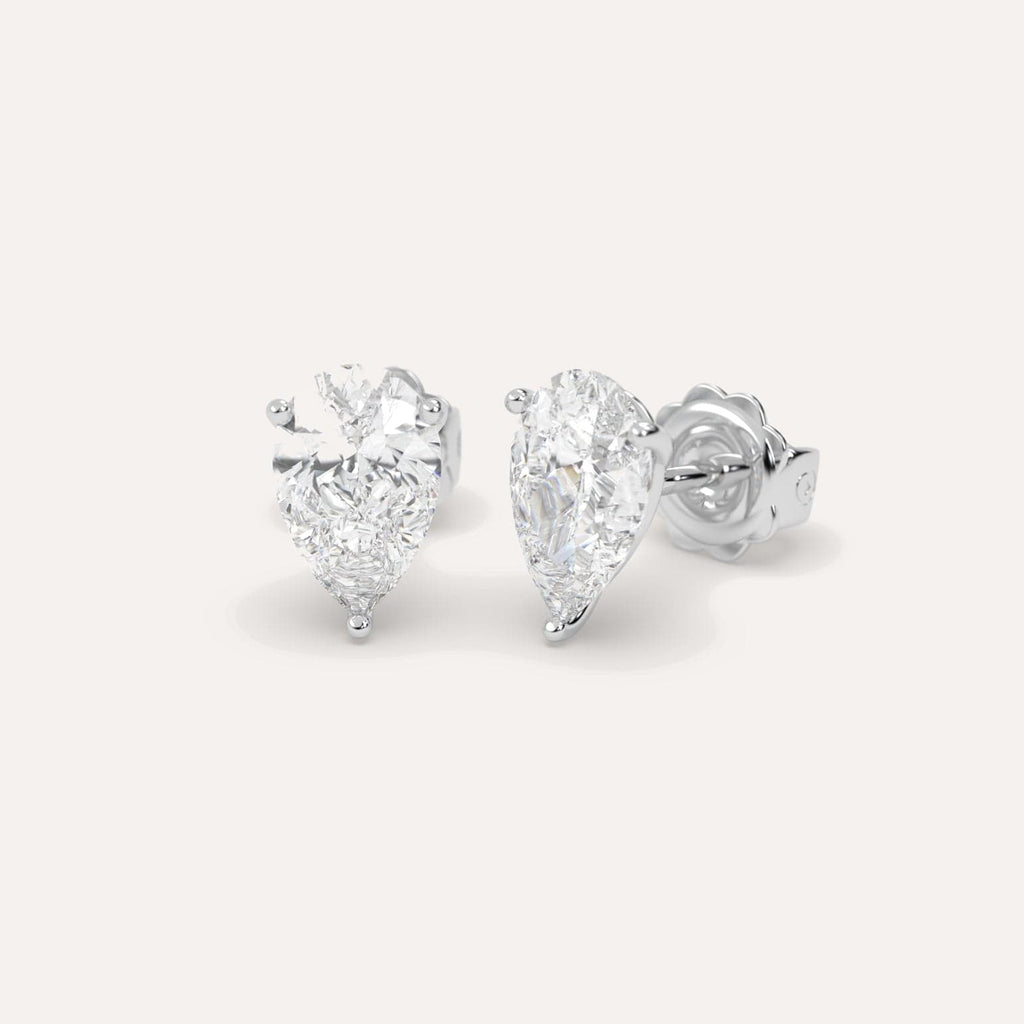 4 Carat White Gold Diamond Stud Earrings For Women