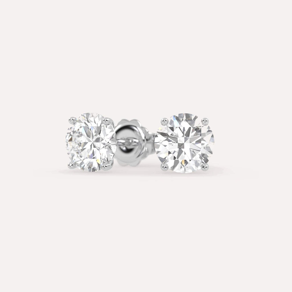 4 carat Round Diamond Stud Earrings, Natural Diamonds White Gold