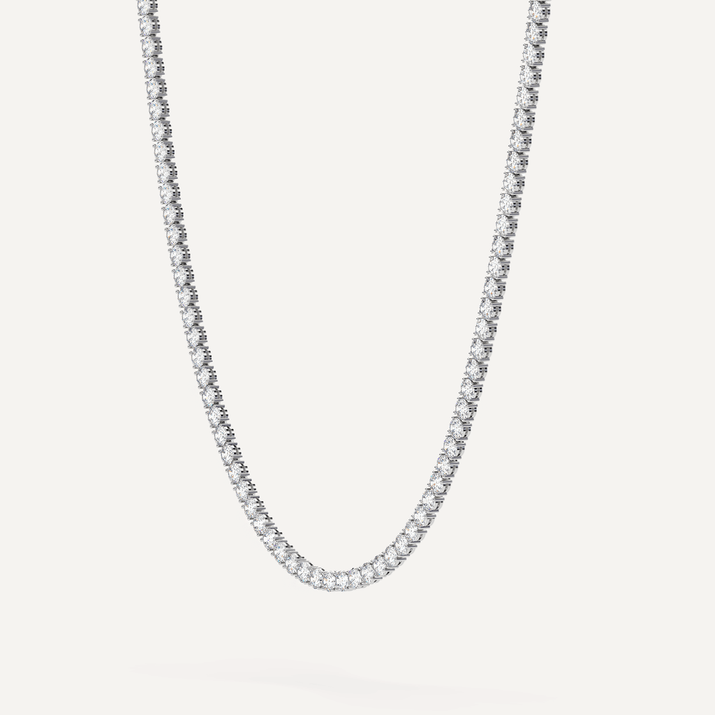 White Gold 5 Carat Lab Grown Diamond Tennis Necklace Side View