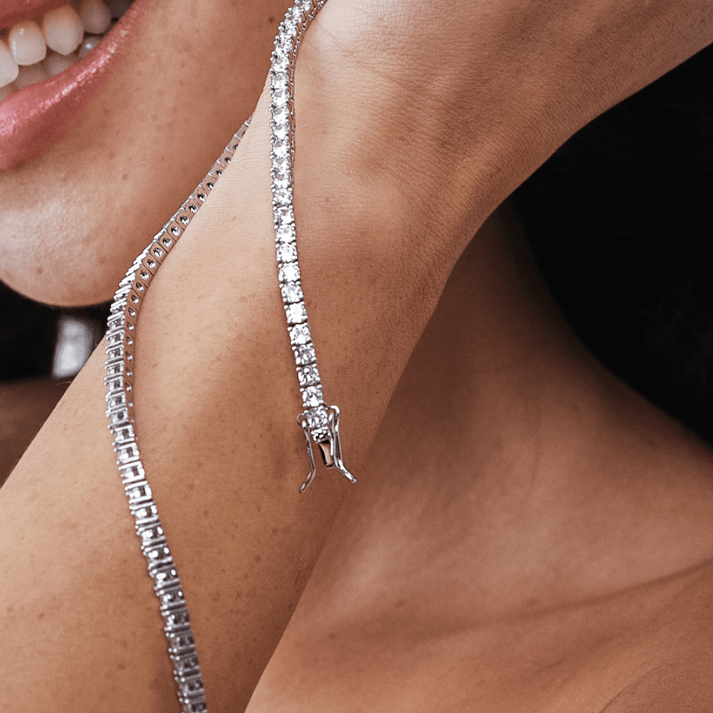 Close-Up of Safety Lock 5-Carat Diamond Tennis Necklace