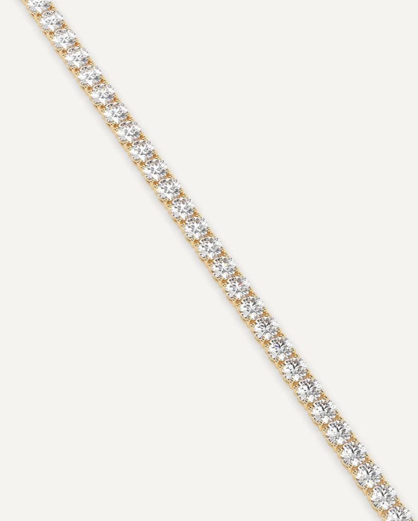 classic diamond tennis bracelet with round lab diamonds in yellow gold