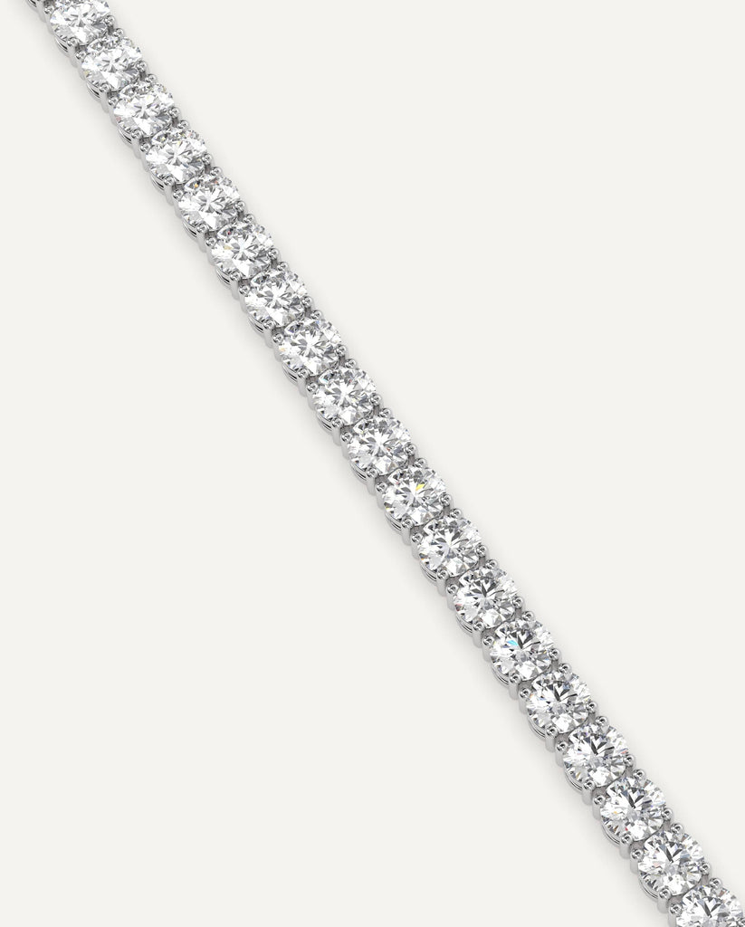 classic diamond tennis bracelet with round lab diamonds in white gold