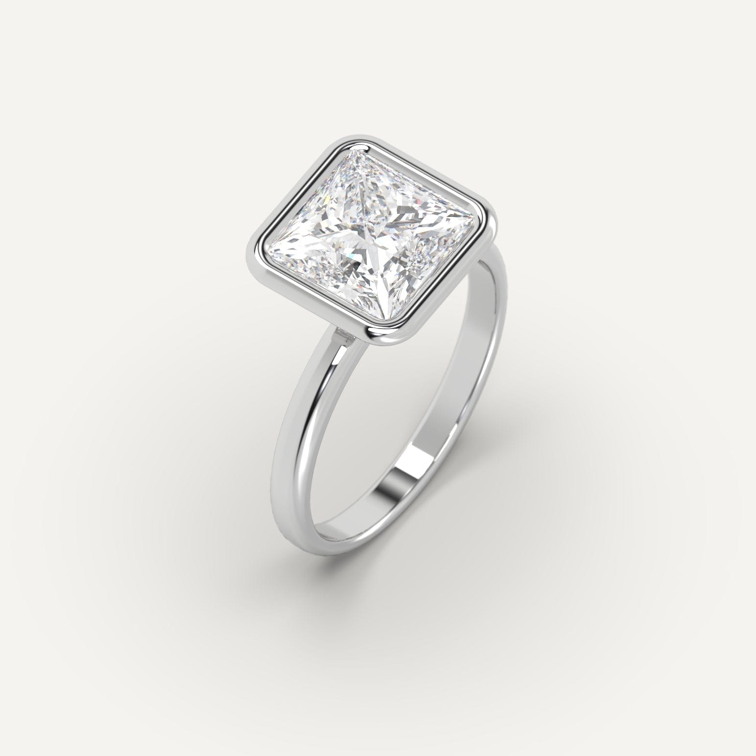 Bezel Princess Cut Diamond Ring Setting